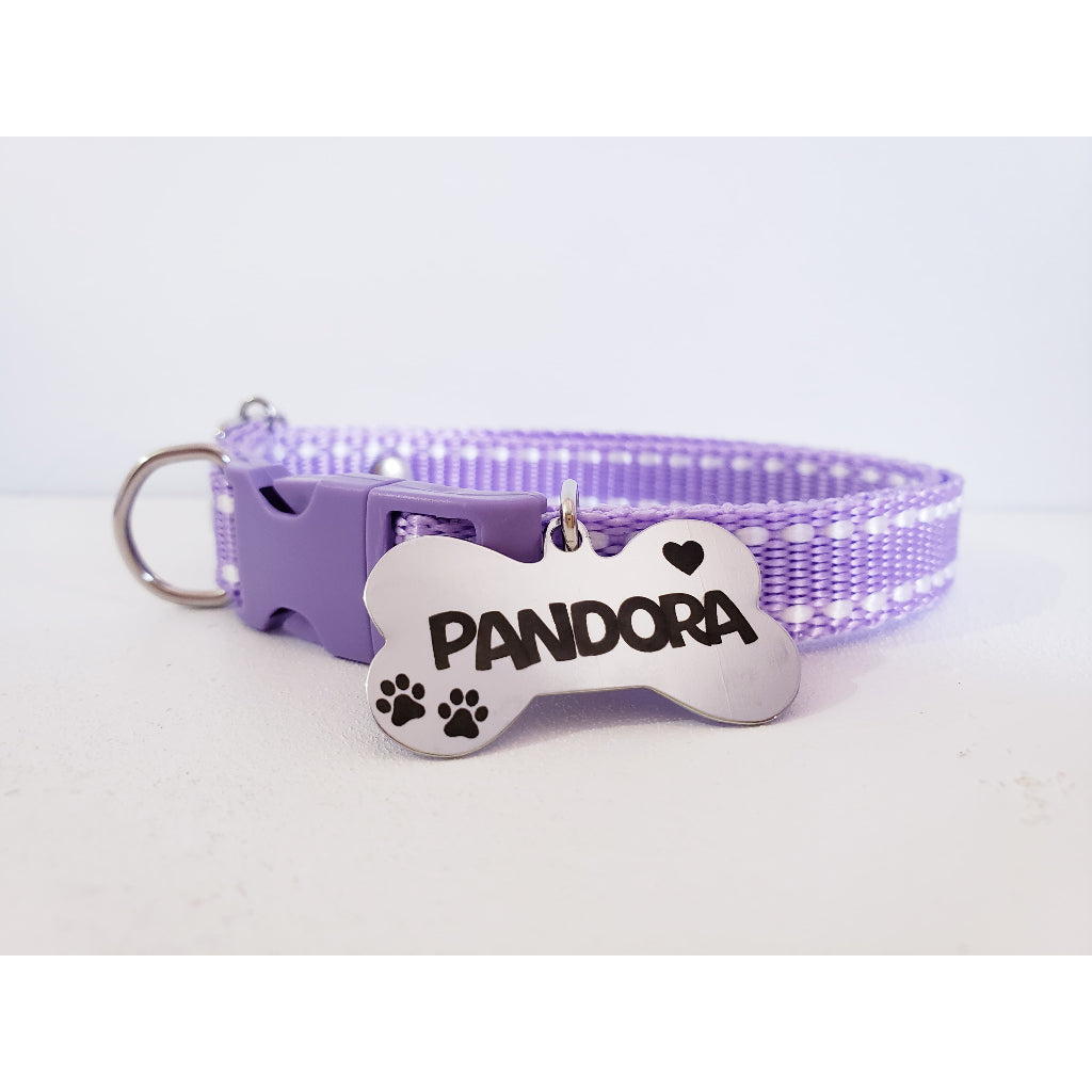 Coleira para Cães com Plaquinha de Identificação Personalizada