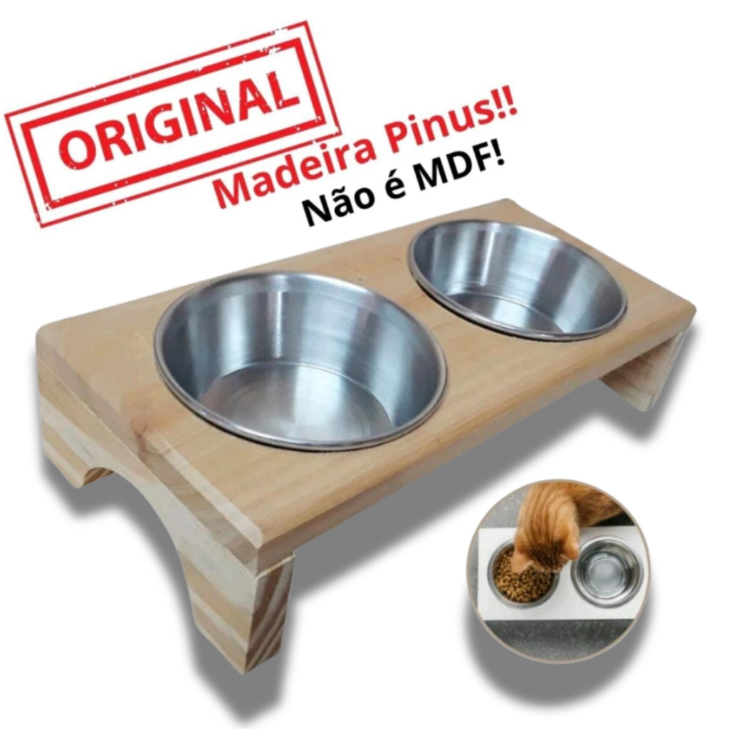 Comedouro e Bebedouro de Madeira de Pinus