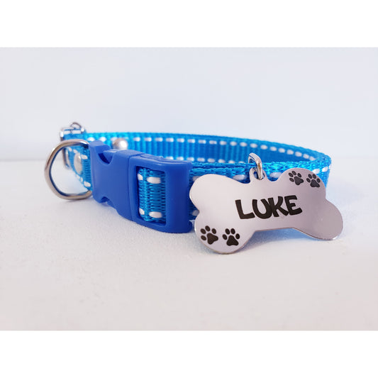 Coleira para Cães com Plaquinha de Identificação Personalizada