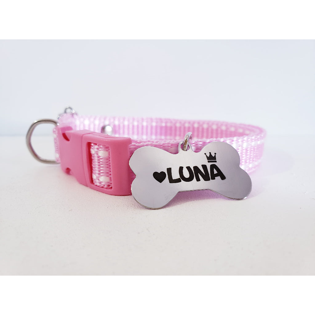 Coleira para Cães com Plaquinha de Identificação Personalizada