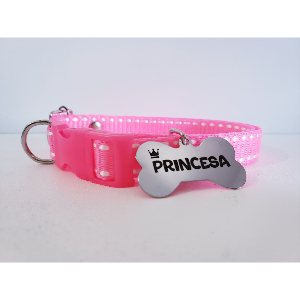 Coleira para Cães com Plaquinha de Identificação Personalizada